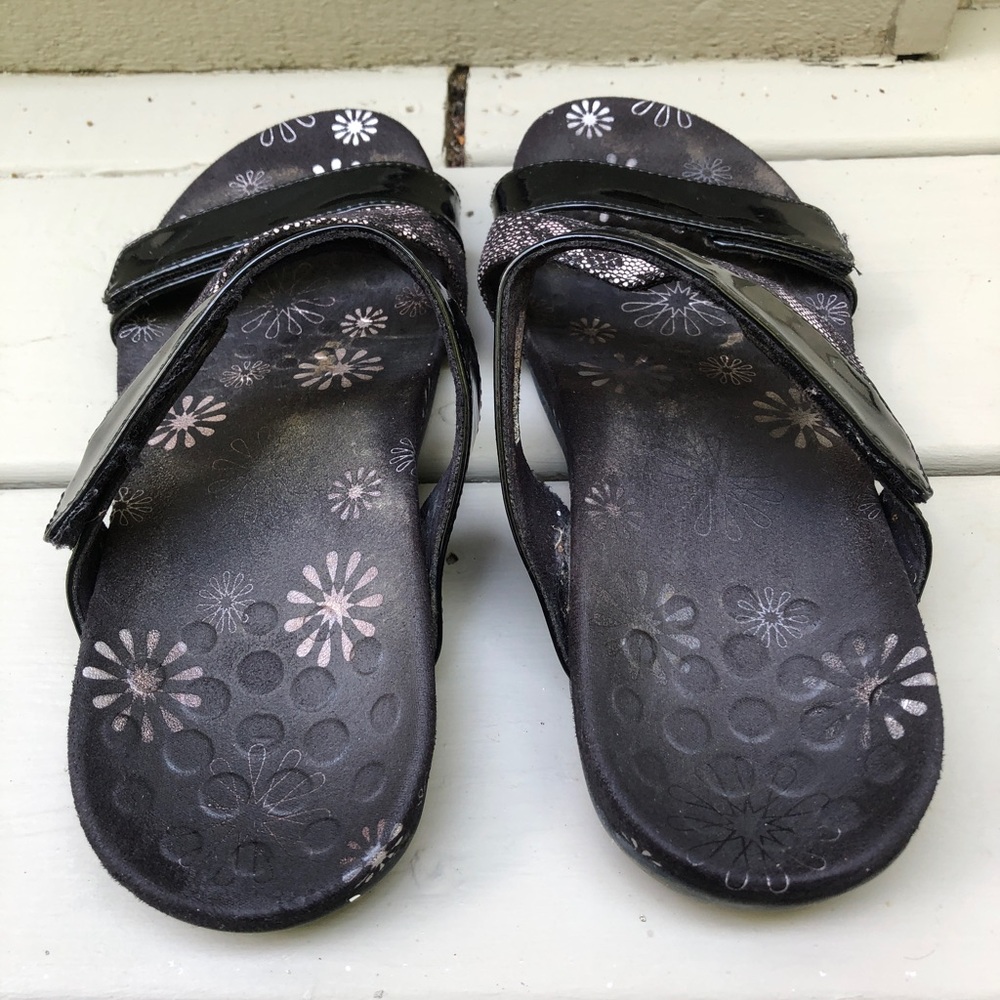 Women's US 8 Vionic Jodie Black Gray Slip-on Podiatrist Designed Sandals. GUC - Picture 3 of 7
